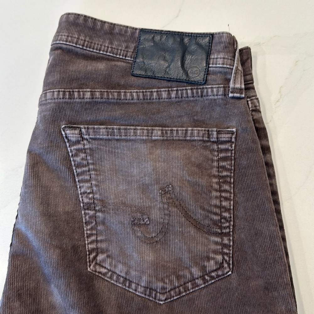 AG Jeans. Matchbox Slim Straight. Brown Corduroy Material. 34x34